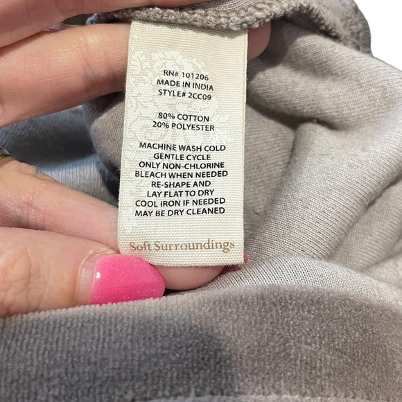Soft‎ Surroundings Velour Sweatshirt Tunic Pullover Taupe Women Medium Soft Cozy - Picture 8 of 10
